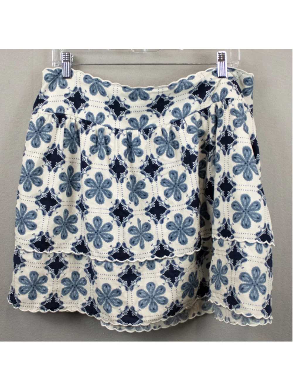 Agua Bendita x Target white blue linen blend tiered mini skirt-XXL